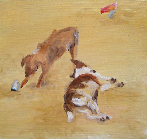 Perros en la playa, Oil on panel, 2010